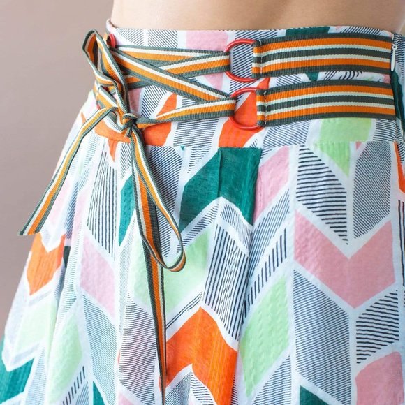 Eva Franco Dresses & Skirts - Eva Franco Daniel Maxi Skirt w/ Belt in Peach Geo